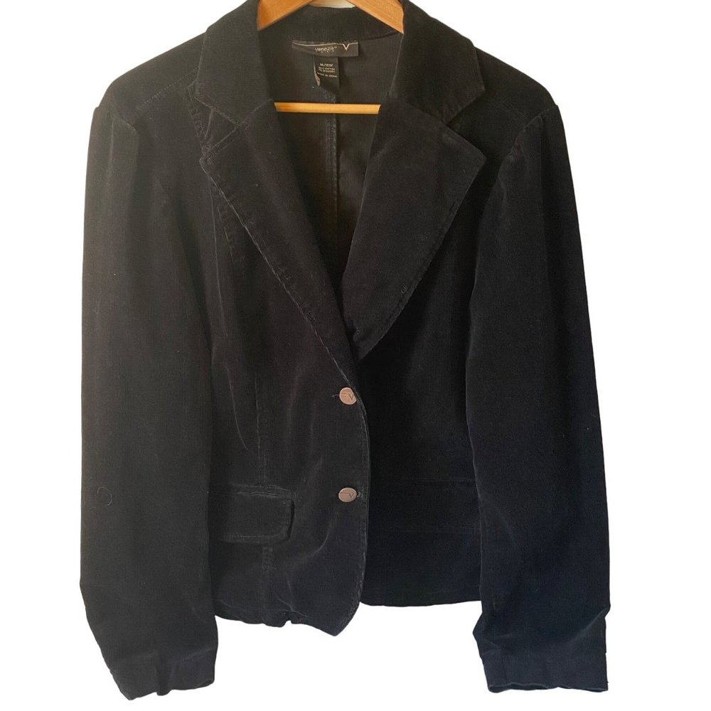 Venezia corduroy jacket black 2 buttons relaxed fit Plus women 14/16W